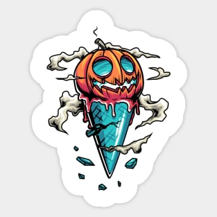 Halloween Ice Cream Cone Pumpkin Sticker